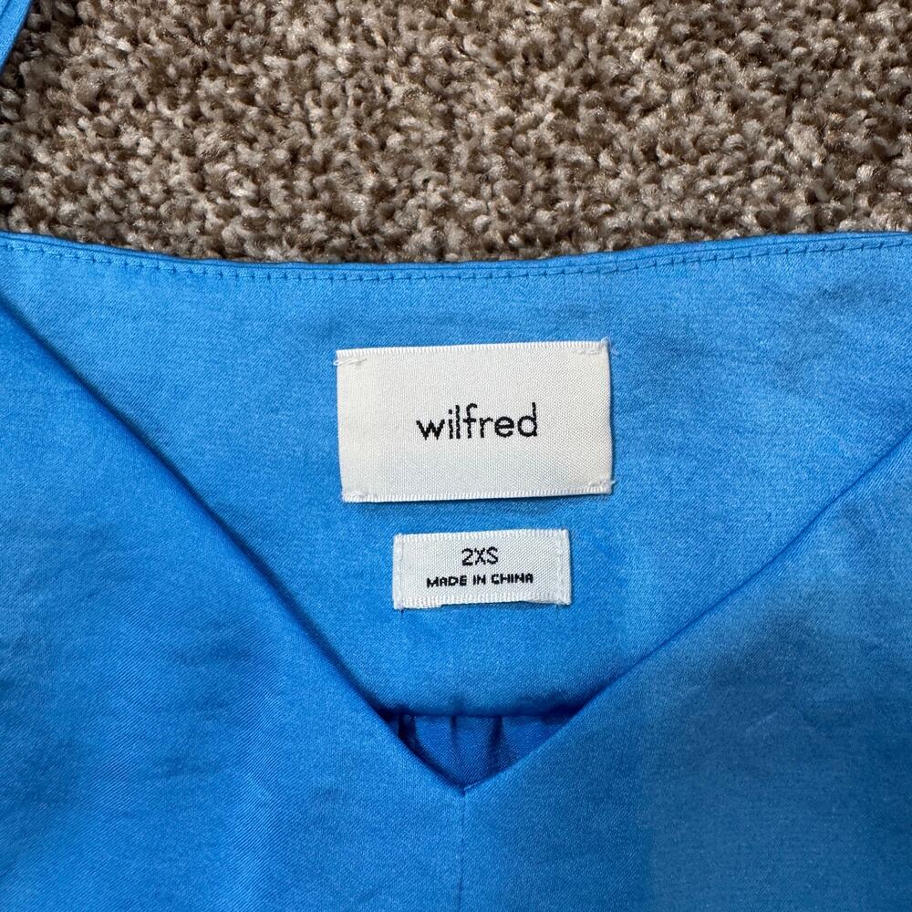 Aritzia Wilfred Lover Satin Camisole V Neck Babydoll Poplin Size XXS Poppy Blue - Picture 7 of 11